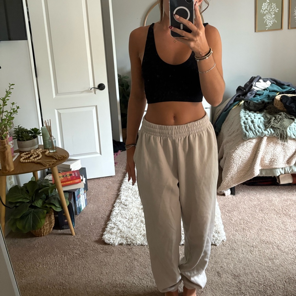Garage Gray Sweatpants Relaxed Fit Elastic Cuffs
